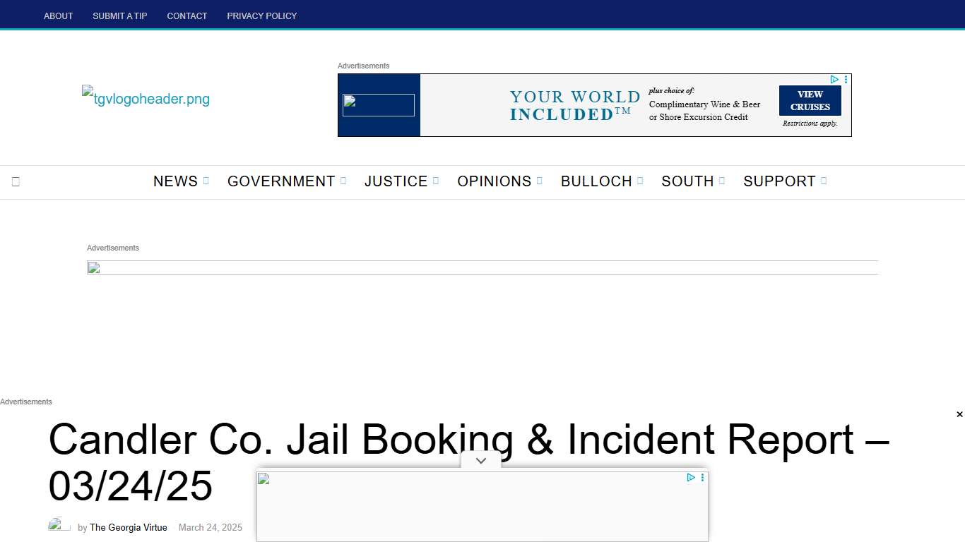 Candler Co. Jail Booking & Incident Report – 03/24/25 • The Georgia Virtue