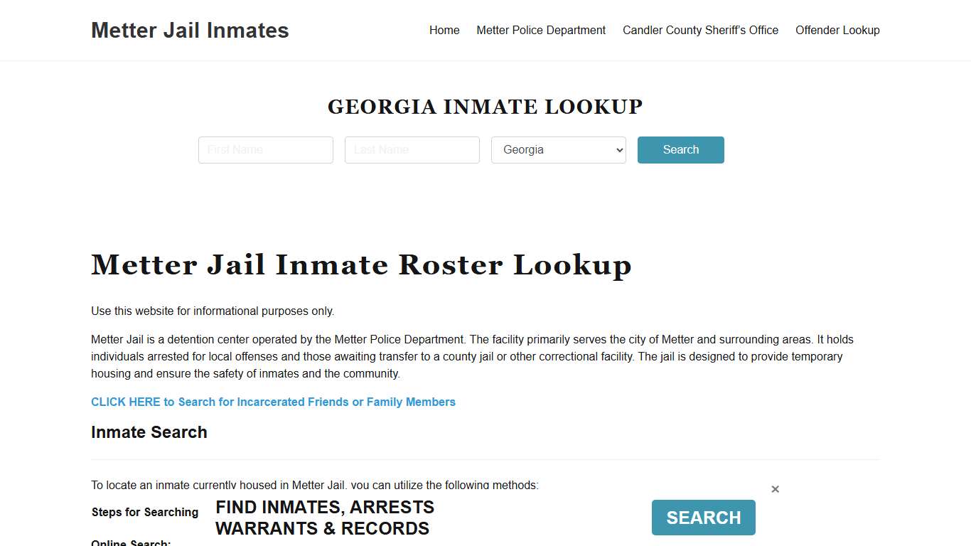 Metter Jail Inmate Roster, Candler County, GA, Offender Search